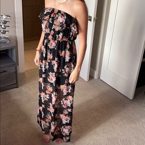 Floral maxi strapless